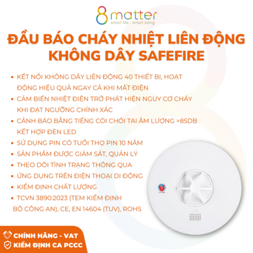đầu báo nhiệt liên động không dây