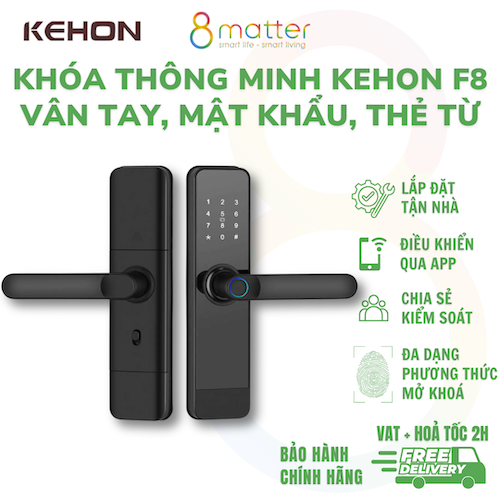 Khoá Thông Minh Chính Hãng KEHON F8 VÂN TAY, MẬT KHẨU, THẺ TỪ - Hỗ Trợ Lắp Đặt